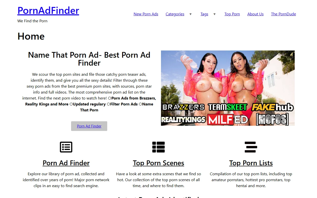 Screenshot of Pornadfinder